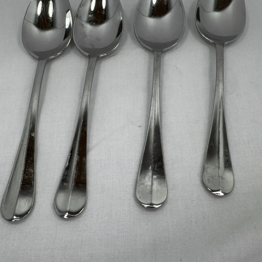 Cuisinart 18/10 Stainless Steel Soup Spoons Set of 4 Teardrop Ridge Handle 7.75